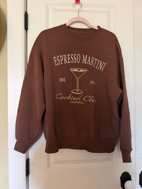 Sunday Espresso Martini Brown Crewneck Sweatshirt - Brown & Cream